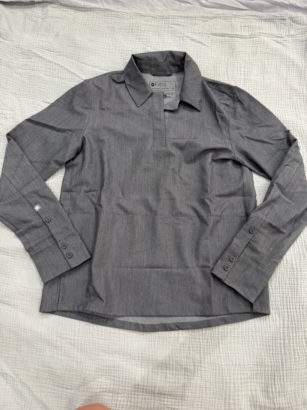 FIGS Women's Charcoal Button-Down Collar Scrubs Shirt